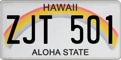 HI license plate ZJT501
