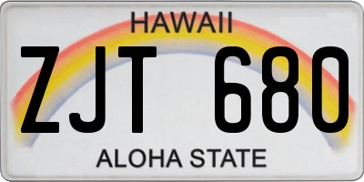 HI license plate ZJT680