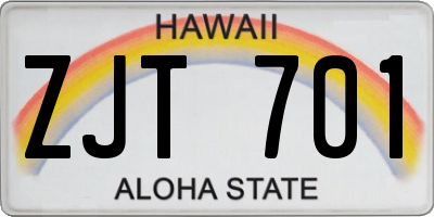 HI license plate ZJT701