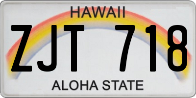HI license plate ZJT718