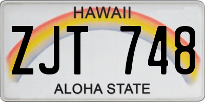 HI license plate ZJT748