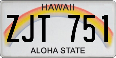 HI license plate ZJT751