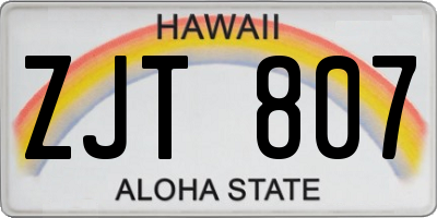 HI license plate ZJT807