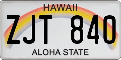 HI license plate ZJT840