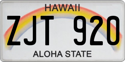 HI license plate ZJT920