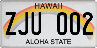 HI license plate ZJU002