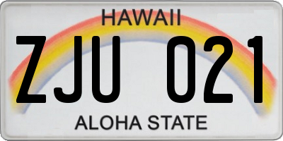 HI license plate ZJU021