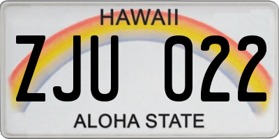 HI license plate ZJU022