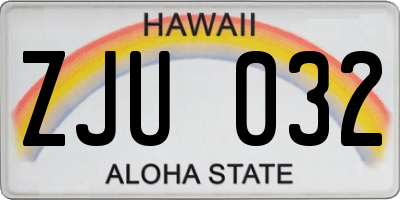 HI license plate ZJU032