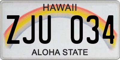 HI license plate ZJU034