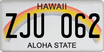 HI license plate ZJU062