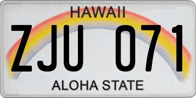 HI license plate ZJU071