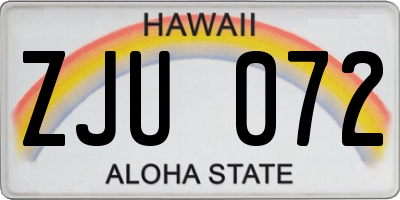 HI license plate ZJU072
