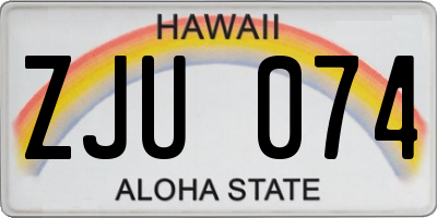 HI license plate ZJU074