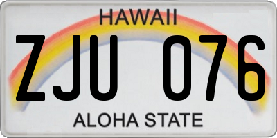 HI license plate ZJU076