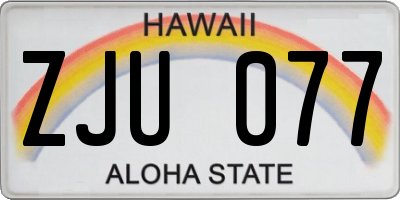 HI license plate ZJU077