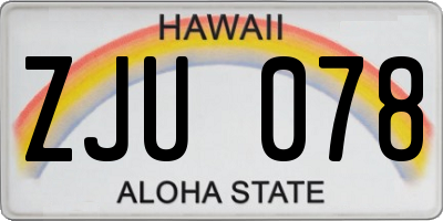 HI license plate ZJU078