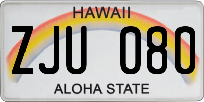 HI license plate ZJU080
