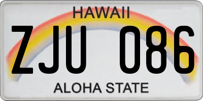 HI license plate ZJU086