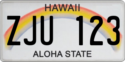 HI license plate ZJU123