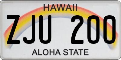 HI license plate ZJU200