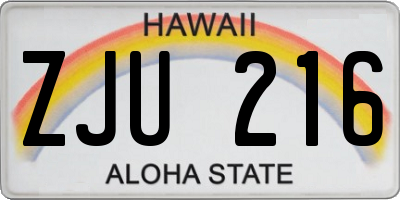 HI license plate ZJU216