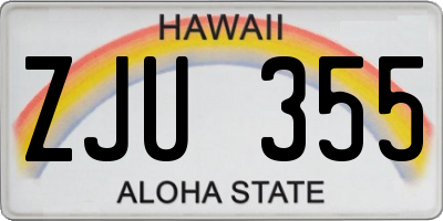 HI license plate ZJU355