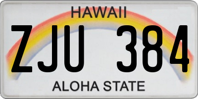 HI license plate ZJU384