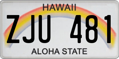 HI license plate ZJU481