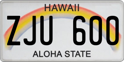 HI license plate ZJU600