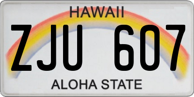HI license plate ZJU607