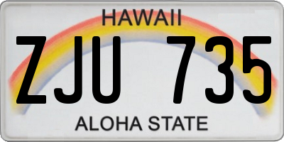 HI license plate ZJU735