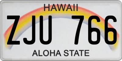 HI license plate ZJU766