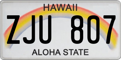 HI license plate ZJU807