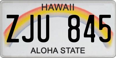 HI license plate ZJU845