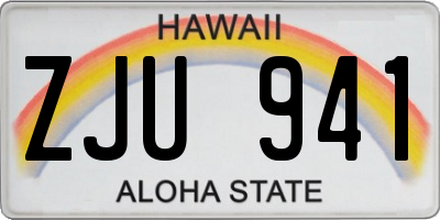 HI license plate ZJU941