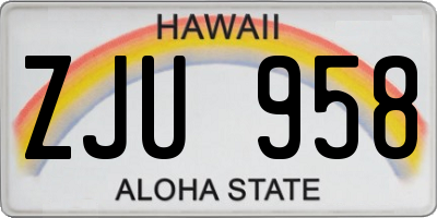 HI license plate ZJU958