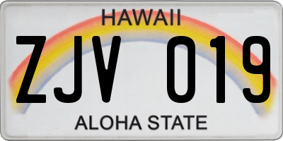 HI license plate ZJV019