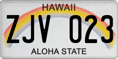 HI license plate ZJV023