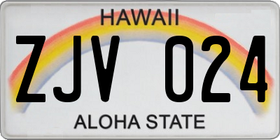 HI license plate ZJV024
