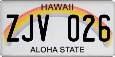 HI license plate ZJV026