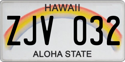 HI license plate ZJV032