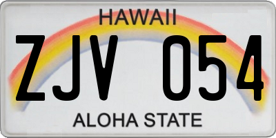 HI license plate ZJV054
