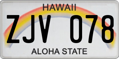 HI license plate ZJV078