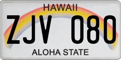 HI license plate ZJV080