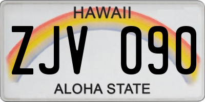 HI license plate ZJV090