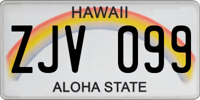 HI license plate ZJV099