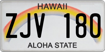 HI license plate ZJV180