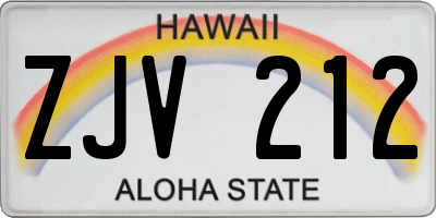 HI license plate ZJV212