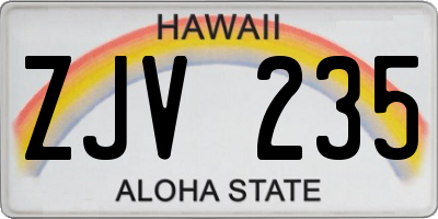 HI license plate ZJV235